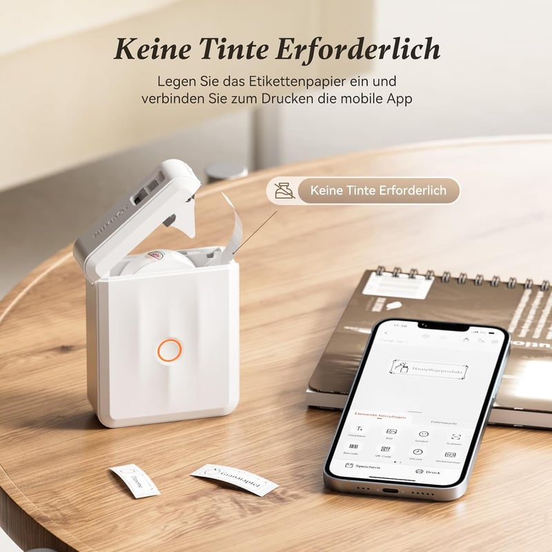 NIIMBOT D110 Hordozható Bluetooth Címkenyomtató Készlet - 3 Öntapadós Címketekerccsel, iOS/Android Kompatibilis, Otthoni és Irodai Rendszere