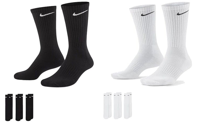 Șosete sport bărbătești Nike Everyday Lightweight, 6 perechi (2x3 pachete), alb-negru, mărimea L (42-46)