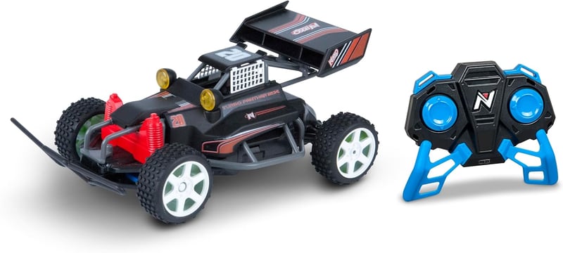 Nikko Night Panther távirányítós terepjáró buggy, 7,5 km/h sebesség, 2,4 GHz irányítás, 1:18 méretarány, 6+ éves gyerekeknek, piros-fekete