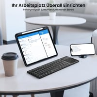 Nillkin sklopiva Bluetooth tipkovnica s touchpadom, QWERTY, s numeričkim dijelom, punjiva, kompatibilna s iPad iOS Android Windows sustavima, crna koža 10