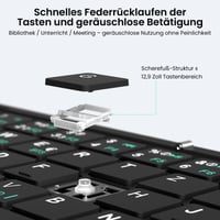Nillkin sklopiva Bluetooth tipkovnica s touchpadom, QWERTY, s numeričkim dijelom, punjiva, kompatibilna s iPad iOS Android Windows sustavima, crna koža 5