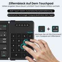 Nillkin sklopiva Bluetooth tipkovnica s touchpadom, QWERTY, s numeričkim dijelom, punjiva, kompatibilna s iPad iOS Android Windows sustavima, crna koža 4