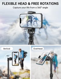 Nineigh 180 cm Alumínium Teleszkópos Tripod Állvány - Távirányítós Selfie Bot iPhone, Samsung, Huawei Telefonokhoz, Golyófejjel, 4,4 Font Te 3