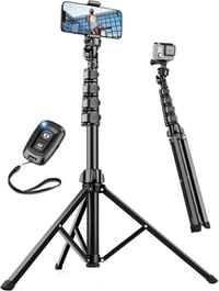 Nineigh 180 cm Alumínium Teleszkópos Tripod Állvány - Távirányítós Selfie Bot iPhone, Samsung, Huawei Telefonokhoz, Golyófejjel, 4,4 Font Te 1