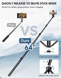 Nineigh 180 cm Alumínium Teleszkópos Tripod Állvány - Távirányítós Selfie Bot iPhone, Samsung, Huawei Telefonokhoz, Golyófejjel, 4,4 Font Te 6