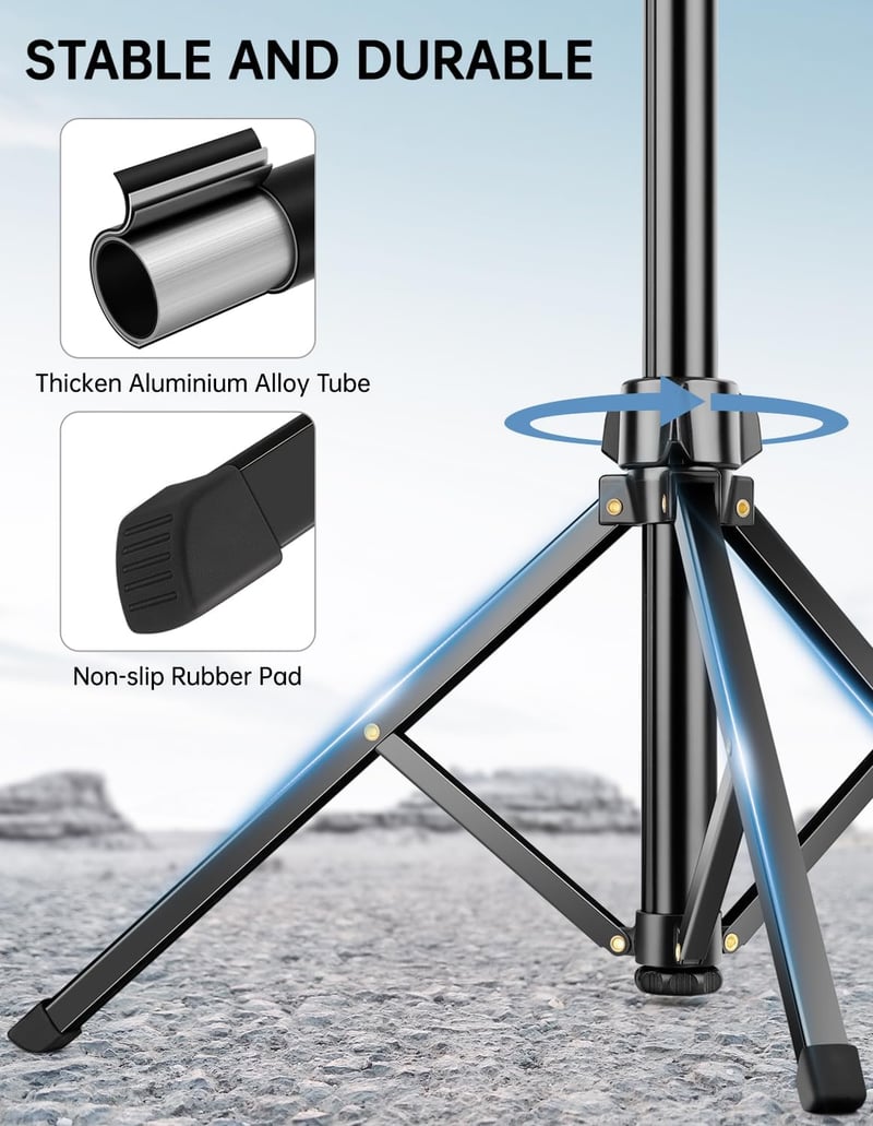 Nineigh 180 cm Alumínium Teleszkópos Tripod Állvány - Távirányítós Selfie Bot iPhone, Samsung, Huawei Telefonokhoz, Golyófejjel, 4,4 Font Te
