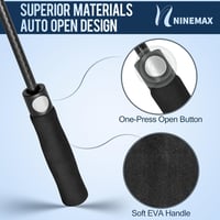 NINEMAX 68 Inch Automatikus Golf Esernyő Szélálló Dupla Baldachin Fekete/Sötétkék 4