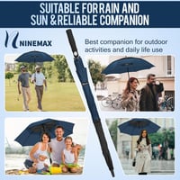 NINEMAX 68 Inch Automatikus Golf Esernyő Szélálló Dupla Baldachin Fekete/Sötétkék 5