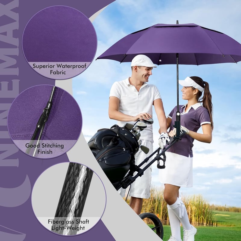 NINEMAX Nagy Golf Esernyő Viharálló Automatikus Nyitás 137cm Kék Dupla Szélszellőzős Férfi Női Vízálló Napernyő