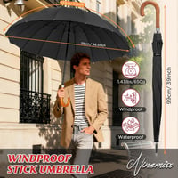 NINEMAX Nagyméretű Esernyő Fa Nyéllel 137cm Viharálló 2 Személyes Családi 2