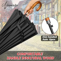 NINEMAX Nagyméretű Esernyő Fa Nyéllel 137cm Viharálló 2 Személyes Családi 3