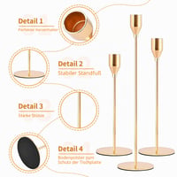 Set 6 Sfeșnice Aurii NINGESHOP, 32/27/22 cm, Suport pentru Lumânări Tip Fus, Sfeșnic Metalic pentru Mese de Nuntă, Decorațiune Vintage pentru Petreceri și Cine 3