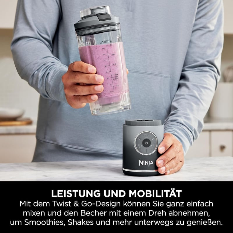 Ninja Blast Max BC251EUGY Hordozható Turmixgép 570ml Töltöthető Szürke