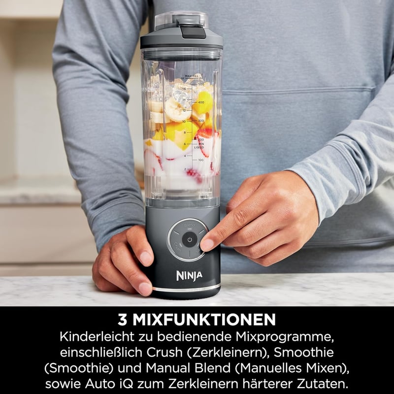 Ninja Blast Max BC251EUGY Hordozható Turmixgép 570ml Töltöthető Szürke