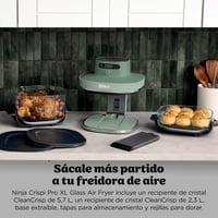 Fritoză cu aer cald Ninja CRISPi PRO XL AS090EUGN fără ulei, Verde Mușchi - 5,7 l și 2,3 l, cu bol de sticlă 4