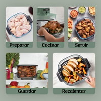 Fritoză cu aer cald Ninja CRISPi PRO XL AS090EUGN fără ulei, Verde Mușchi - 5,7 l și 2,3 l, cu bol de sticlă 10