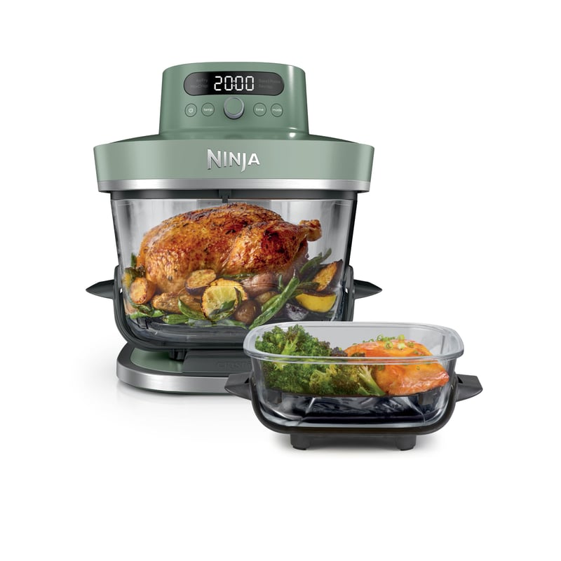Fritoză cu aer cald Ninja CRISPi PRO XL AS090EUGN fără ulei, Verde Mușchi - 5,7 l și 2,3 l, cu bol de sticlă