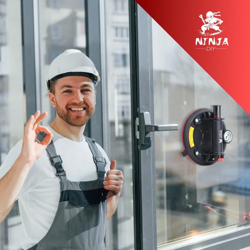 Ninja DIY Tapadókorongos Emelő Szett - 2 db Erős Szívókorong Üveghez, Laminált Lapokhoz, Csempéhez - 300 kg Teherbírás, Hordtáskával