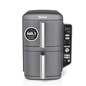 Friteuză cu aer cald Ninja Double Stack XL SL400EU, 9,5 L, 6 funcții de gătire, gri - Produs utilizat, mânere uzate (stare: vezi a 2-a imagine)