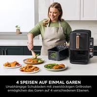 Teplovzdušná fritéza Ninja Double Stack XL SL400EUCP s 2 vertikálnymi zásuvkami, 9,5 l, 6 v 1, nepriľnavý povrch, vhodná do umývačky riadu, čierna/medená 4