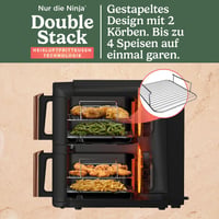 Teplovzdušná fritéza Ninja Double Stack XL SL400EUCP s 2 vertikálnymi zásuvkami, 9,5 l, 6 v 1, nepriľnavý povrch, vhodná do umývačky riadu, čierna/medená 3