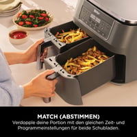 Teplovzdušná fritéza Ninja Dual Zone, 7,6 l, 6 v 1, metalicky sivá 4