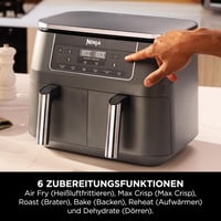 Teplovzdušná fritéza Ninja Dual Zone, 7,6 l, 6 v 1, metalicky sivá 5