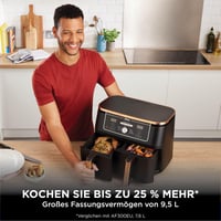 Ninja Foodi MAX AF400EUCP Dual Zone Forrólevegős Sütő, 9,5 L, 2 rekesz, 6 az 1-ben, fogóval, tapadásmentes bevonat, mosogatógépben mosható, réz/fekete 4