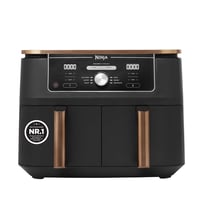 Ninja Foodi MAX AF400EUCP Dual Zone Forrólevegős Sütő, 9,5 L, 2 rekesz, 6 az 1-ben, fogóval, tapadásmentes bevonat, mosogatógépben mosható, réz/fekete 1