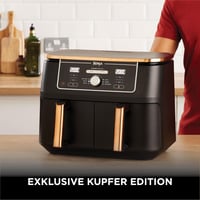 Ninja Foodi MAX AF400EUCP Dual Zone Forrólevegős Sütő, 9,5 L, 2 rekesz, 6 az 1-ben, fogóval, tapadásmentes bevonat, mosogatógépben mosható, réz/fekete 2