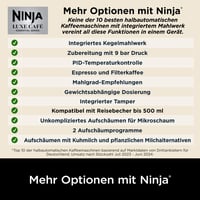 Ninja Luxe Essential ES501EU aparat za kavu 2 u 1 s ugrađenim mlincem i pjenilicom za mlijeko, 25 stupnjeva mljevenja, 2 postavke pjenjenja, srebrni 9