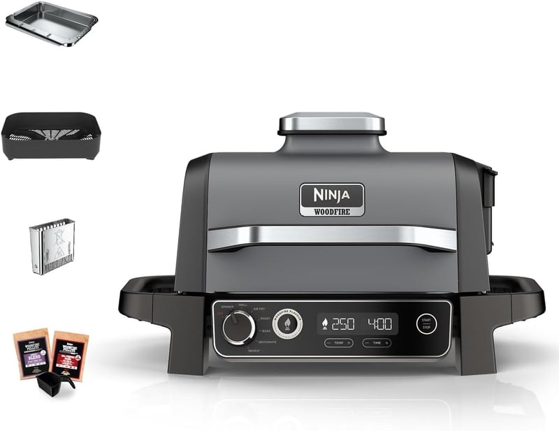 Ninja Woodfire Elektromos Grillsütő és Füstölő 7 az 1-ben Kültéri Grillezéshez