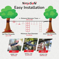 NinjaSafe Ninja Akadálypálya Gyerekeknek Kertbe - 10 Nehéz Akadály 15m Slackline Kötéllel - Kültéri Játszótér Mászóhálóval Létrával 6