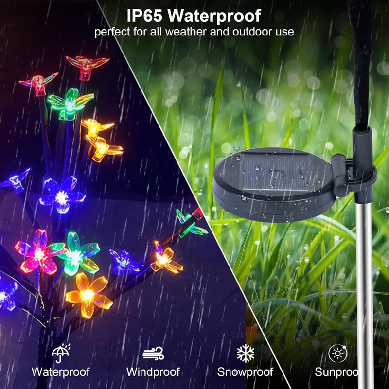 Ninonly Napelemes Kerti Cseresznyevirág Lámpa - 4 db, 80 LED, Rózsaszín, Vízálló Kültéri Világítás Dekoráció Kertbe, Udvarra