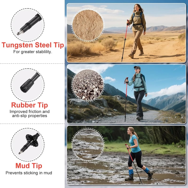 Ninonly összecsukható carbon túrabotok, könnyű teleszkópos nordic walking botok EVA fogantyúval