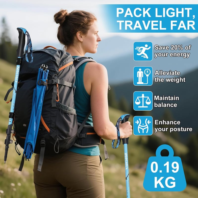Ninonly összecsukható carbon túrabotok, könnyű teleszkópos nordic walking botok EVA fogantyúval