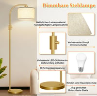 Nintiue podna lampa za dnevni boravak, 165 cm, zlatna lučna lampa, prigušiva, moderna podna svjetiljka 4
