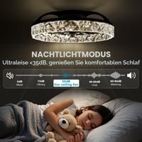 Stropný ventilátor so svetlom NIORSUN LED, 40 cm, 3 teploty farieb, 6 rýchlostí, stmievateľný, časovač, ovládanie cez aplikáciu a diaľkový ovládač, čierny 5