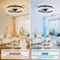 Stropný ventilátor so svetlom NIORSUN LED, 40 cm, 3 teploty farieb, 6 rýchlostí, stmievateľný, časovač, ovládanie cez aplikáciu a diaľkový ovládač, čierny 6