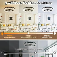 Stropný ventilátor so svetlom NIORSUN LED, 40 cm, 3 teploty farieb, 6 rýchlostí, stmievateľný, časovač, ovládanie cez aplikáciu a diaľkový ovládač, čierny 2