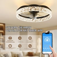 Stropný ventilátor so svetlom NIORSUN LED, 40 cm, 3 teploty farieb, 6 rýchlostí, stmievateľný, časovač, ovládanie cez aplikáciu a diaľkový ovládač, čierny 3