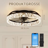 Stropný ventilátor so svetlom NIORSUN LED, 40 cm, 3 teploty farieb, 6 rýchlostí, stmievateľný, časovač, ovládanie cez aplikáciu a diaľkový ovládač, čierny 9