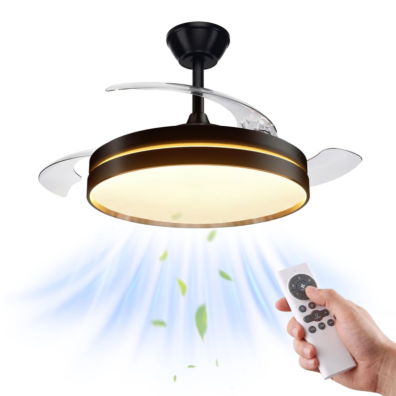 Stropný ventilátor so svietidlom NIORSUN, 106 cm, čierny, 3 farby svetla, 6 rýchlostí, ovládanie cez aplikáciu a diaľkový ovládač, letný a zimný režim, 40 W