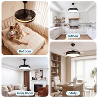 Stropný ventilátor so svietidlom NIORSUN, 106 cm, čierny, 3 farby svetla, 6 rýchlostí, ovládanie cez aplikáciu a diaľkový ovládač, letný a zimný režim, 40 W 10