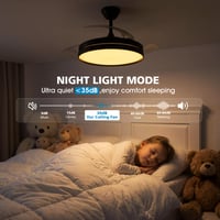 Stropný ventilátor so svietidlom NIORSUN, 106 cm, čierny, 3 farby svetla, 6 rýchlostí, ovládanie cez aplikáciu a diaľkový ovládač, letný a zimný režim, 40 W 5
