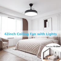 Stropný ventilátor so svietidlom NIORSUN, 106 cm, čierny, 3 farby svetla, 6 rýchlostí, ovládanie cez aplikáciu a diaľkový ovládač, letný a zimný režim, 40 W 7