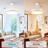 Stropný ventilátor NIORSUN s osvetlením, ovládanie cez aplikáciu a diaľkový ovládač, dizajn v imitácii dreva, LED osvetlenie 3