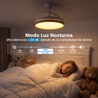 Stropný ventilátor NIORSUN s osvetlením, ovládanie cez aplikáciu a diaľkový ovládač, dizajn v imitácii dreva, LED osvetlenie 5