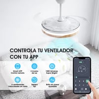 Stropný ventilátor NIORSUN s osvetlením, ovládanie cez aplikáciu a diaľkový ovládač, dizajn v imitácii dreva, LED osvetlenie 4