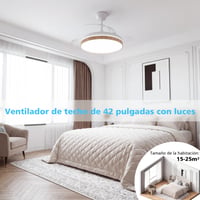 Stropný ventilátor NIORSUN s osvetlením, ovládanie cez aplikáciu a diaľkový ovládač, dizajn v imitácii dreva, LED osvetlenie 7